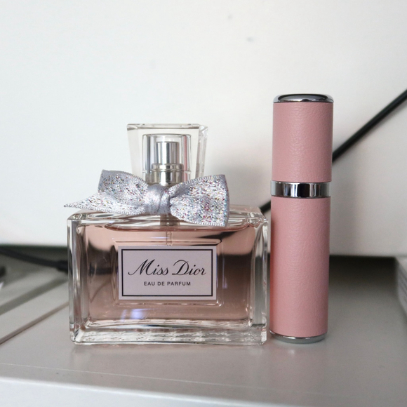 Miss Dior Eau De Parfum 5mL Decant - Pink Faux Leather Atomizer Refillable - Picture 1 of 3